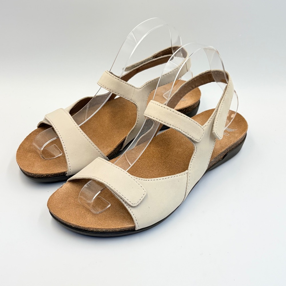 Dansko Ronda Cork‎ Sandals Nubuck Ivory Triple Strap Comfort Womens 40 US 9.5-10